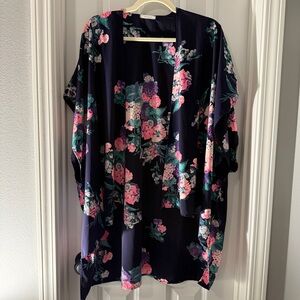 Navy Floral Kimono Cover-Up